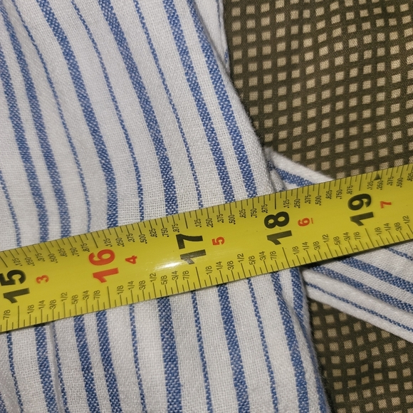 Old Navy Women Blue & White Linen Sleeveless Collared Knee Length Dress Size M - Picture 15 of 16